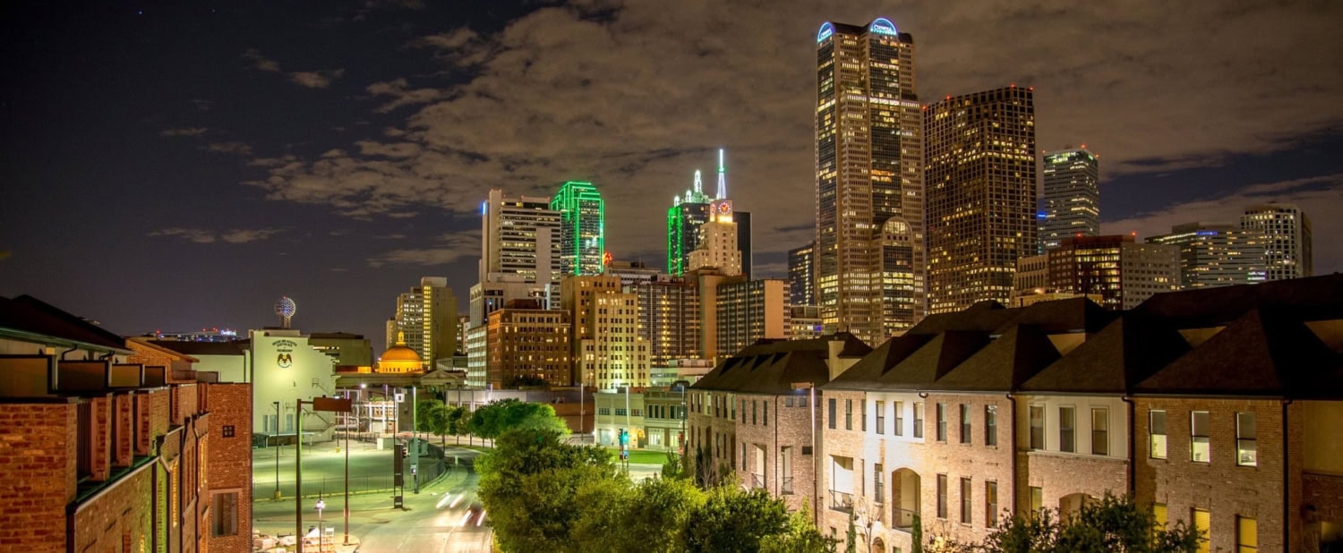 Dallas city skyline at night