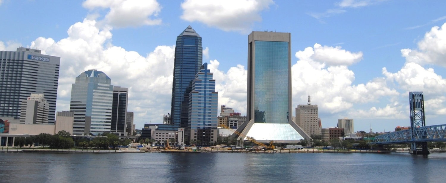 Jacksonville city skyline from the water